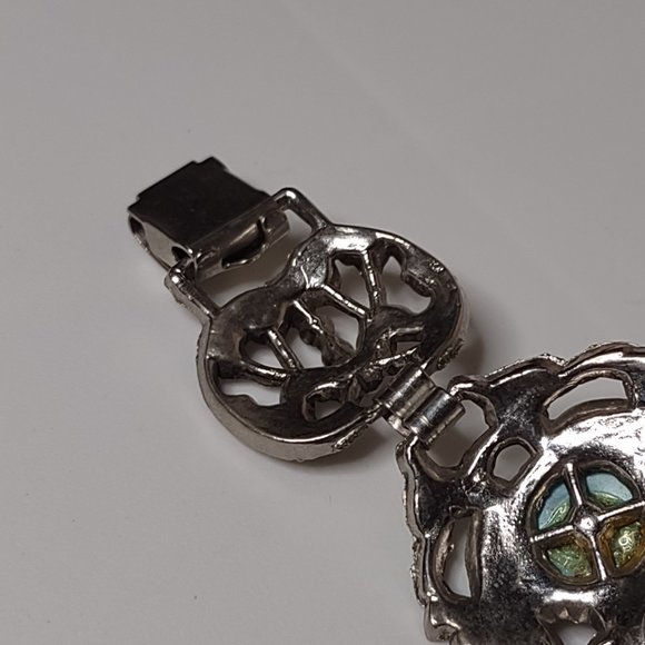 Blue Plastic And Silver Tone Metal Large Bracelet - Picture 15 of 15